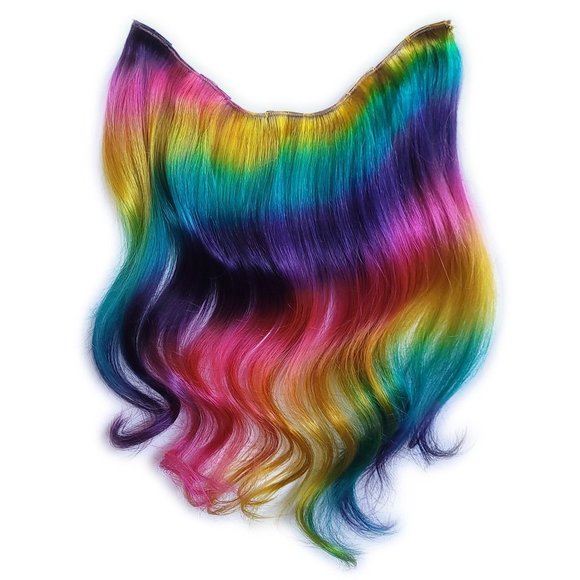 14 inch Remy Human Hair Extensions Prism Rainbow Ombre - Straight Rainbow Colors - Picture 1 of 3